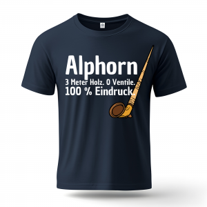 T-Shirt "Alphorn -  3 Meter Holz. 0 Ventile. 100% Eindruck."